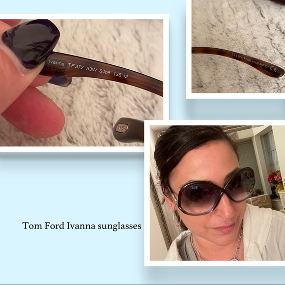 Sold Tom Ford Ivanna 372 53W Havana / Blue Sunglasses - Picture 8 of 8